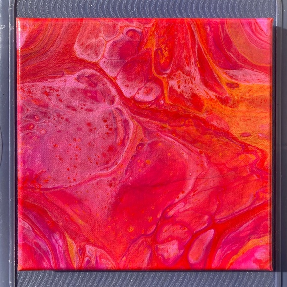 Color Fluent Art Other - Solpor 8"x8" Painting by Color Fluent Art (Red/Orange/Pink)